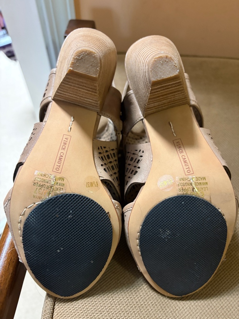 Vince Camuto Tan Laser-Cut Peep Toe Booties - Picture 9 of 9